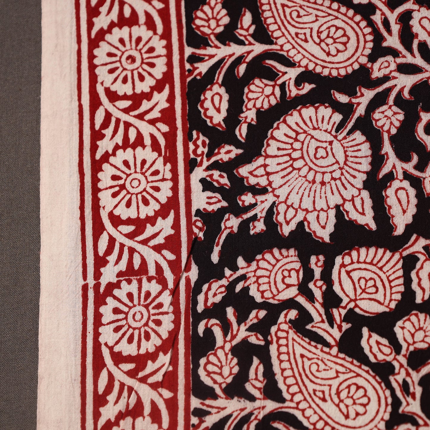 Red Bagh Hand Block Print Natural Dyed Cotton Fabric