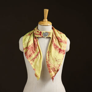 Yellow - Shibori Tie-Dye Cotton Brooch Scarf 17