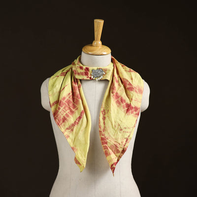 Shibori Tie-Dye Cotton Brooch Scarf 17
