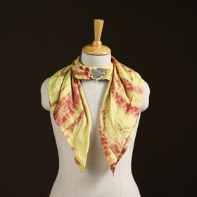Shibori Tie-Dye Cotton Brooch Scarf 17