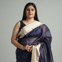 Blue - Traditional Mulberry Silk Handloom Saree with Tassels 53