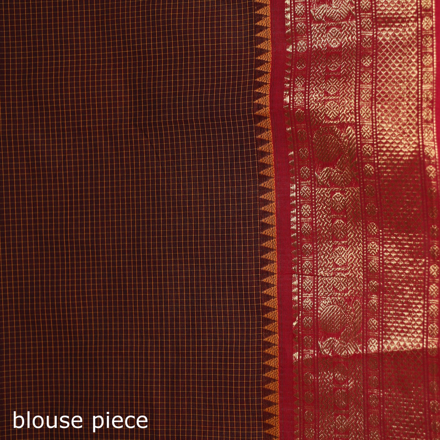 Checks Buti Cotton Zari Border Kanchipuram Saree 08