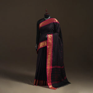 Stripes Buti Cotton Zari Border Kanchipuram Saree 09