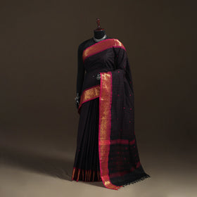 Stripes Buti Cotton Zari Border Kanchipuram Saree 09