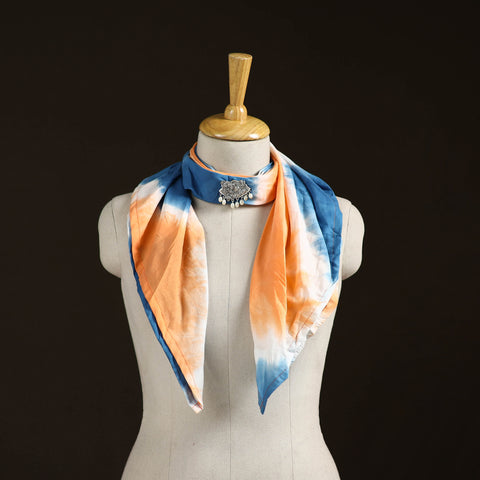Shibori Tie-Dye Cotton Brooch Scarf 20