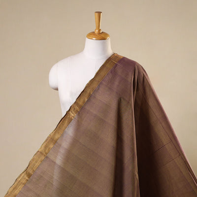 Brown - handloom cotton mangalagiri fabric with zari border