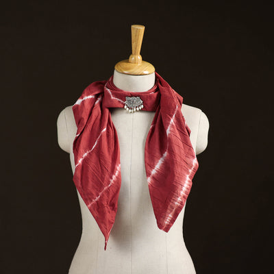 Shibori Tie-Dye Cotton Brooch Scarf 21