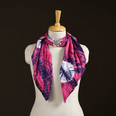 Shibori Tie-Dye Cotton Brooch Scarf 22