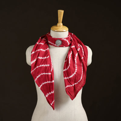 Shibori Tie-Dye Cotton Brooch Scarf 23