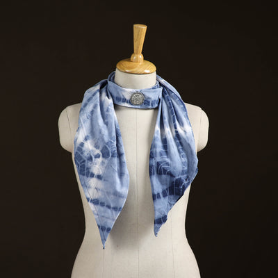 Shibori Tie-Dye Cotton Brooch Scarf 24