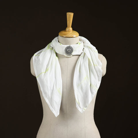Shibori Tie-Dye Cotton Brooch Scarf 25
