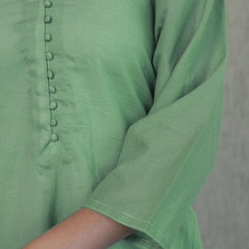 Forest Green - Mulmalai Cotton Plain Dyed A-Line Kurta