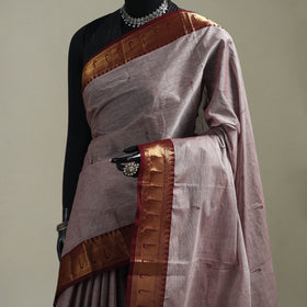 Brown - Kanchipuram Buti Cotton Saree with Border 29