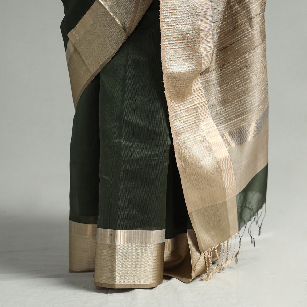 Green - Traditional Mulberry Silk Handloom Saree with Tassels 54