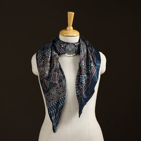 Ajrakh Hand Block Print Natural Dyed Modal Silk Brooch Scarf 27