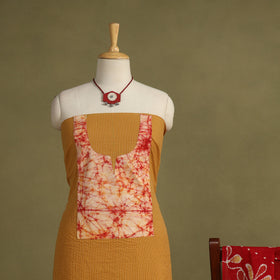 Yellow 2pc Unstitched Plain Dress Material with Jewellery Set