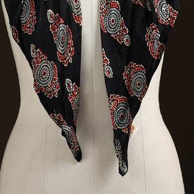 Ajrakh Hand Block Print Natural Dyed Modal Silk Brooch Scarf 29