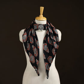 Ajrakh Hand Block Print Natural Dyed Modal Silk Brooch Scarf 29
