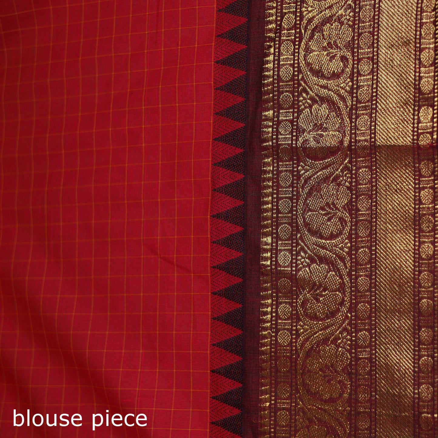 Checks Buti Cotton Zari Border Kanchipuram Saree 11