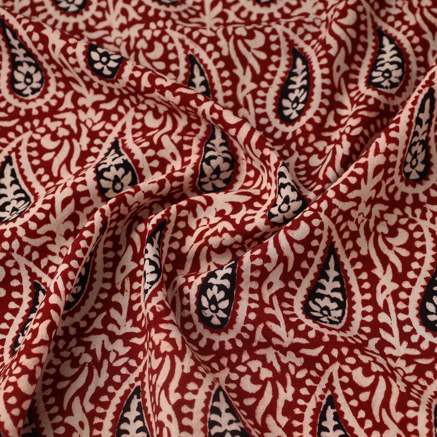Red Bagh Hand Block Print Natural Dyed Cotton Fabric