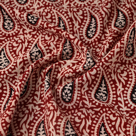 Red Bagh Hand Block Print Natural Dyed Cotton Fabric
