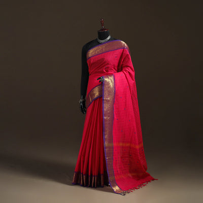 Stripes Buti Cotton Zari Border Kanchipuram Saree 12