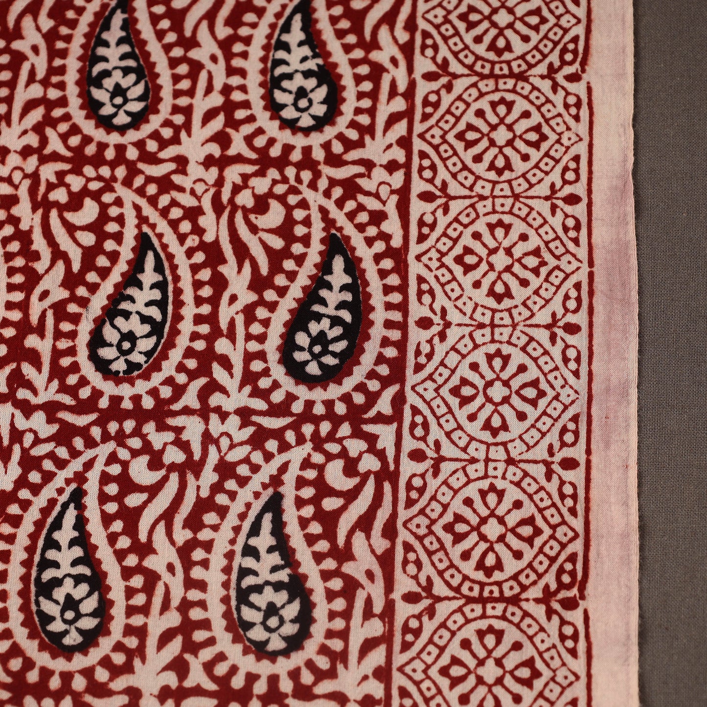Red Bagh Hand Block Print Natural Dyed Cotton Fabric