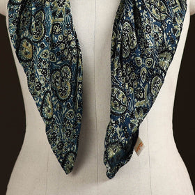 Ajrakh Hand Block Print Natural Dyed Modal Silk Brooch Scarf 33