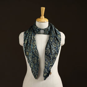 Ajrakh Hand Block Print Natural Dyed Modal Silk Brooch Scarf 33
