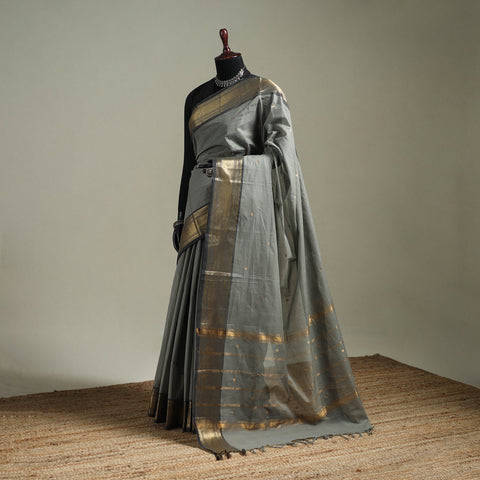 Grey - Kanchipuram Buti Cotton Saree with Border 31
