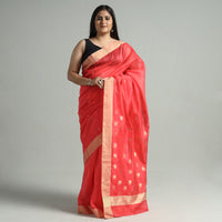 Red - Traditional Chanderi Silk Zari Buti Handloom Saree 56