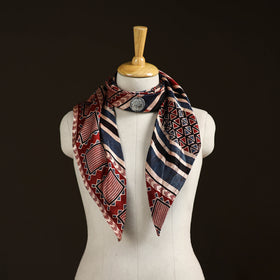Ajrakh Hand Block Print Natural Dyed Modal Silk Brooch Scarf 35