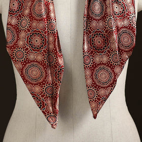 Ajrakh Hand Block Print Natural Dyed Modal Silk Brooch Scarf 36