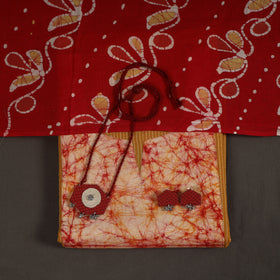 Yellow 2pc Unstitched Plain Dress Material with Jewellery Set