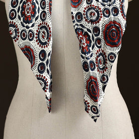 Ajrakh Hand Block Print Natural Dyed Modal Silk Brooch Scarf 37