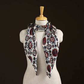 Ajrakh Hand Block Print Natural Dyed Modal Silk Brooch Scarf 37