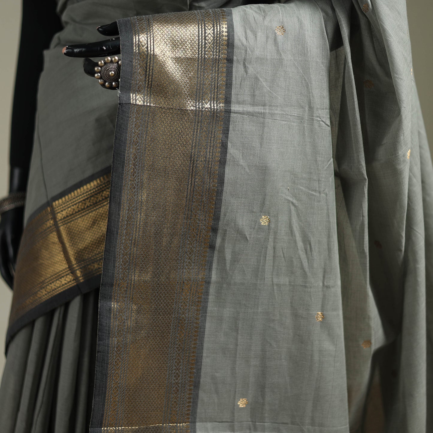Grey - Kanchipuram Buti Cotton Saree with Border 31