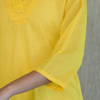 Yellow - Mulmalai Cotton Plain Dyed Straight Kurta