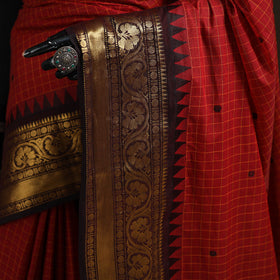 Checks Buti Cotton Zari Border Kanchipuram Saree 13