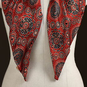 Ajrakh Hand Block Print Natural Dyed Modal Silk Brooch Scarf 38