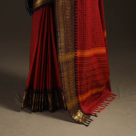 Checks Buti Cotton Zari Border Kanchipuram Saree 13