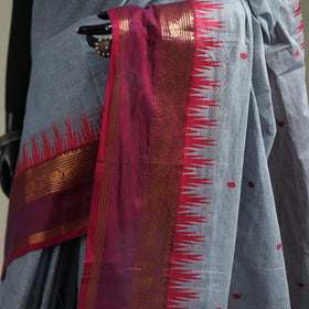 Grey - Kanchipuram Buti Cotton Saree with Border 32