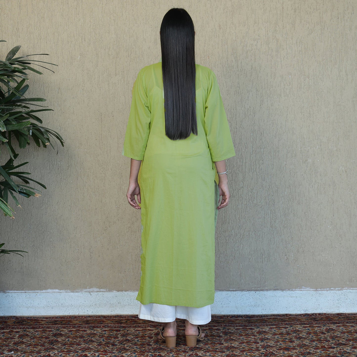 Pista Green - Mulmalai Cotton Plain Dyed Straight Kurta