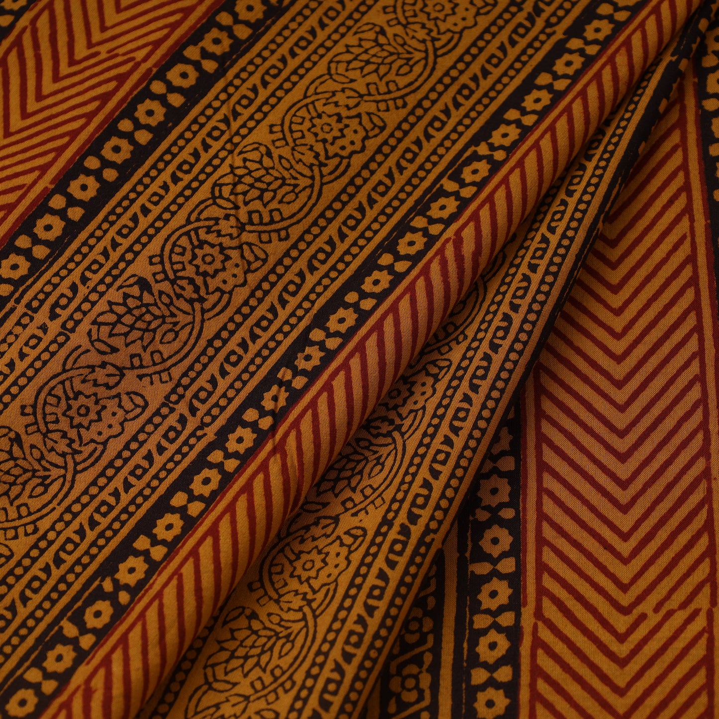 Orange Bagh Hand Block Print Natural Dyed Cotton Fabric