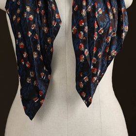 Ajrakh Hand Block Print Natural Dyed Modal Silk Brooch Scarf 39