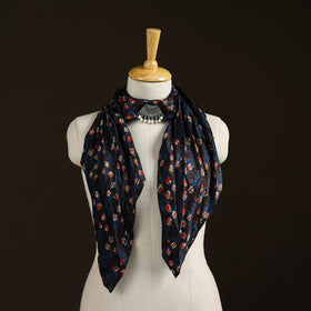 Ajrakh Hand Block Print Natural Dyed Modal Silk Brooch Scarf 39