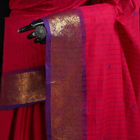 Stripes Buti Cotton Zari Border Kanchipuram Saree 14