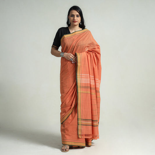 Orange - Mangalagiri Krishna Handloom Cotton Saree