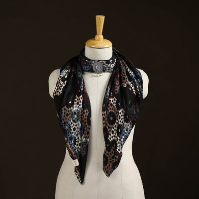 Ajrakh Hand Block Print Natural Dyed Modal Silk Brooch Scarf 42