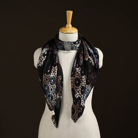 Ajrakh Hand Block Print Natural Dyed Modal Silk Brooch Scarf 42